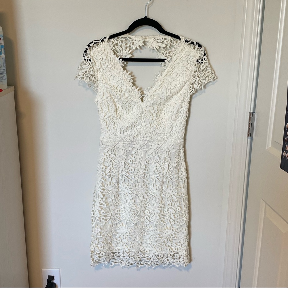 White Open Back Lace Dress